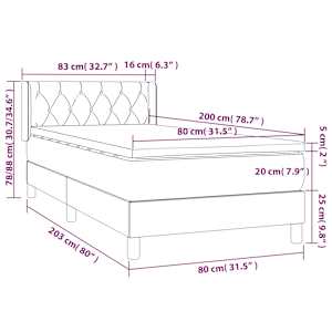 Box spring postel s matrací krémová 80 x 200 cm textil - obrázek 7