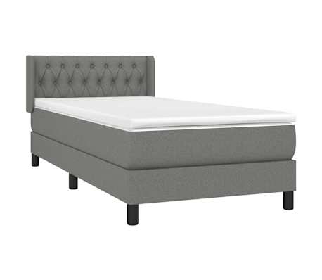 vidaXL Sommier &agrave; lattes de lit avec matelas Gris fonc&eacute; 100x200cm Tissu
