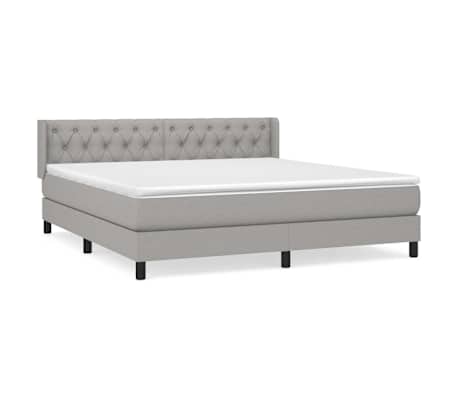 vidaXL Box spring postelja z vzmetnico svetlo siva 160x200 cm žamet