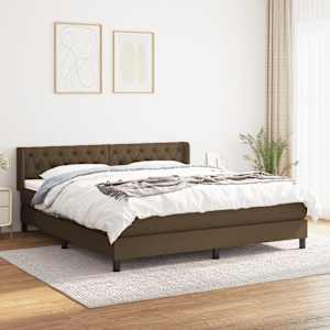 Box spring postel s matrací tmavě hnědá 160x200 cm textil - obrázek 1
