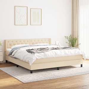Box spring postel s matrací krémová 160x200 cm textil - obrázek 1