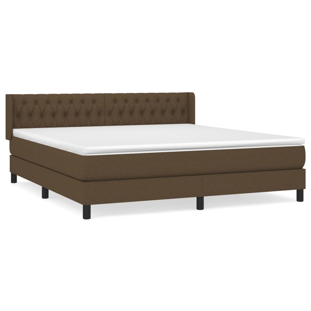vidaXL Boxspring met matras stof donkerbruin 180x200 cm afbeelding