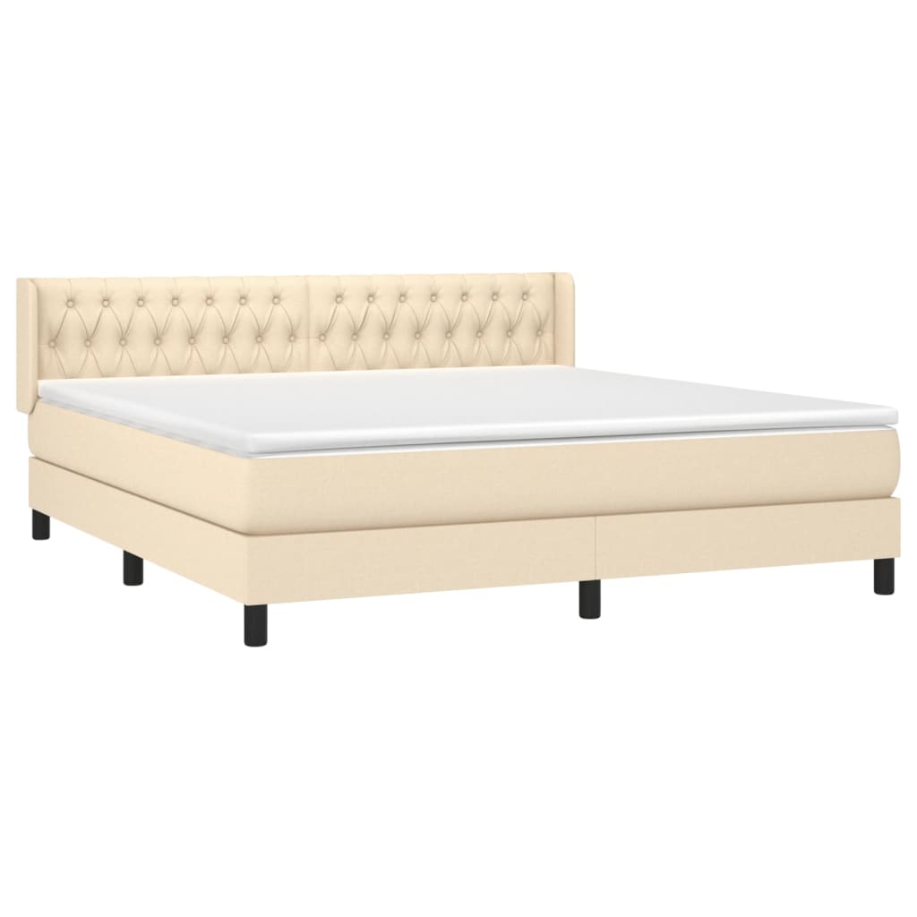 vidaXL Boxspring met matras stof crèmekleurig 180x200 cm afbeelding