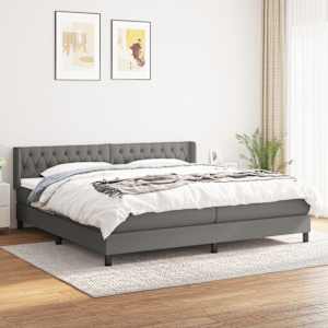 Box spring postel s matrací tmavě šedá 200x200 cm textil - obrázek 1