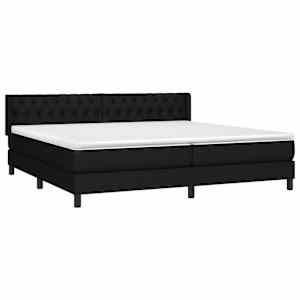 vidaXL Box spring postelja z vzmetnico črn 200x200 cm blago