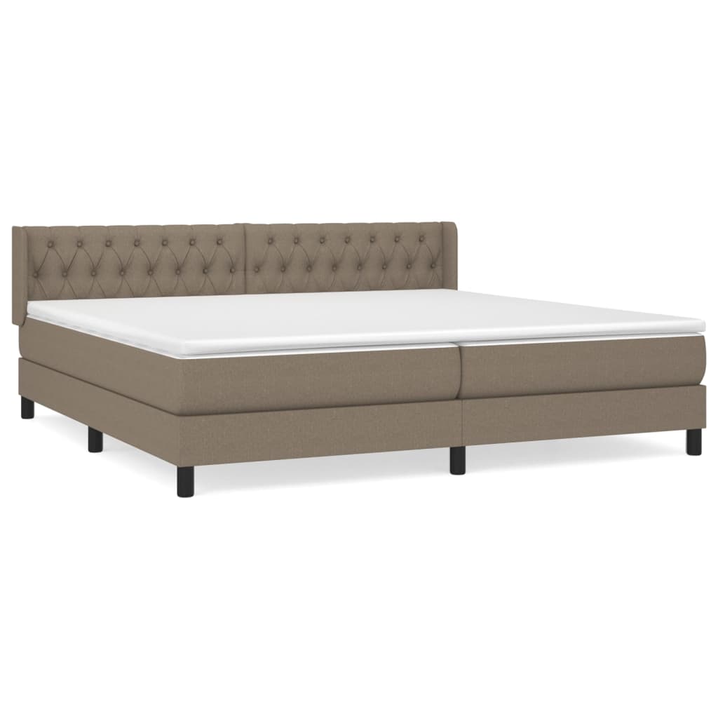 vidaXL Box spring postelja z vzmetnico taupe 200x200 cm blago