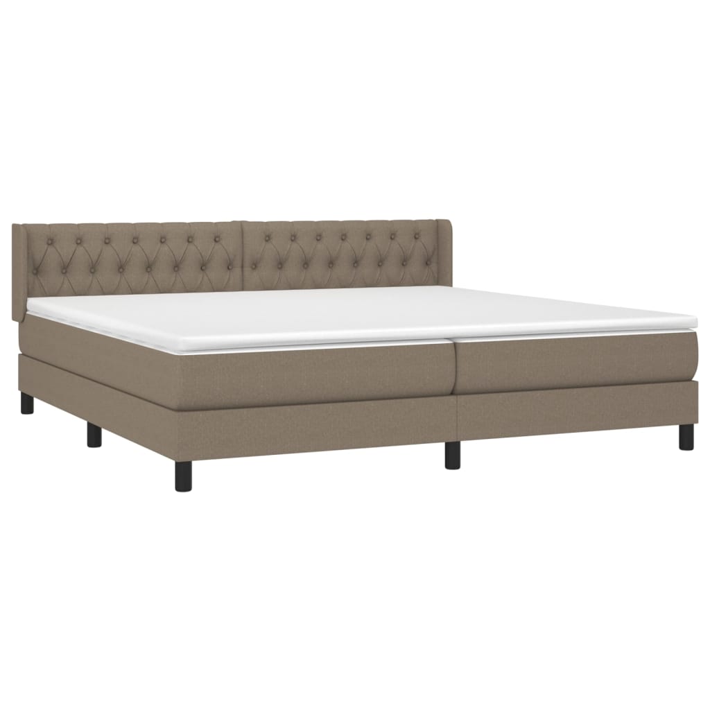 vidaXL Boxspring met matras stof taupe 200x200 cm afbeelding