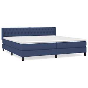 Box spring postel s matrací modrá 200x200 cm textil - obrázek 2