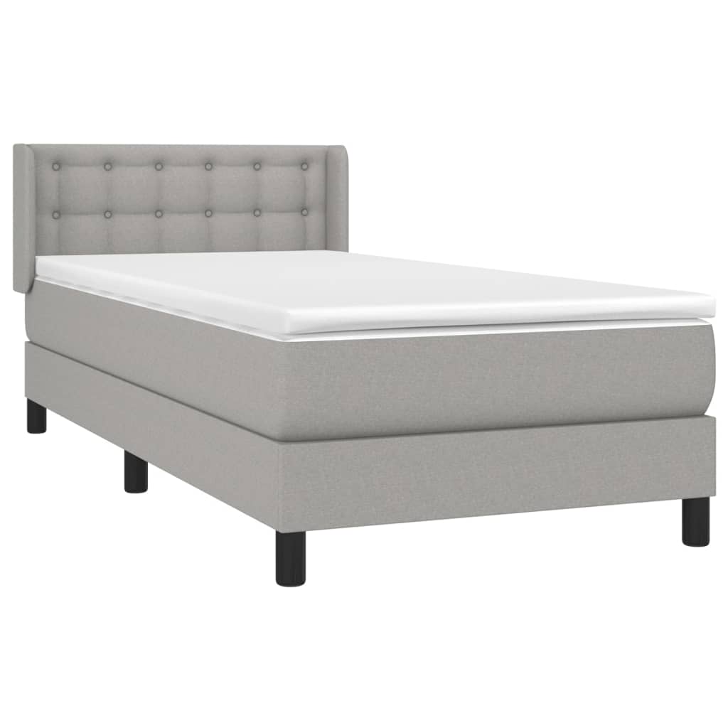 vidaXL Boxspring met matras stof lichtgrijs 90x190 cm afbeelding