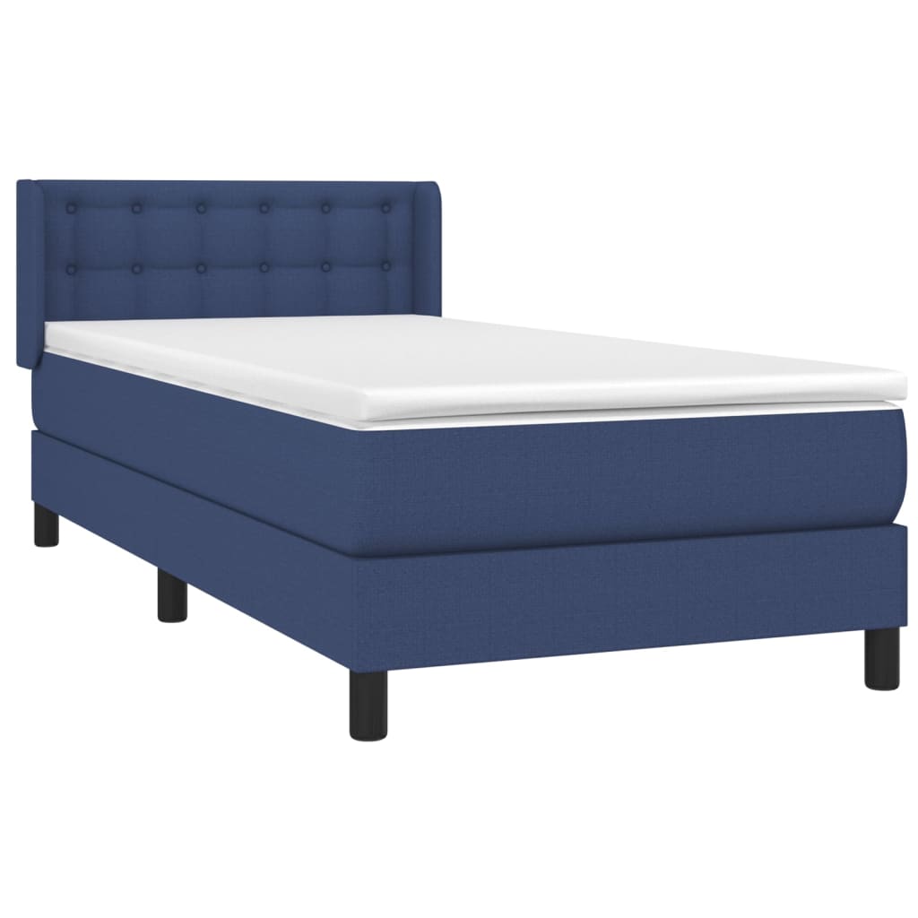 vidaXL Boxspring met matras stof blauw 90x190 cm afbeelding