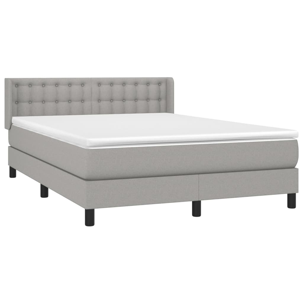 vidaXL Boxspring met matras stof lichtgrijs 140x190 cm afbeelding