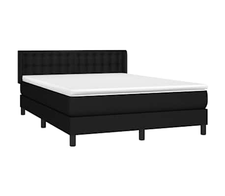 vidaXL Box spring posteljni z vzmetnico črn 140x190 cm blago