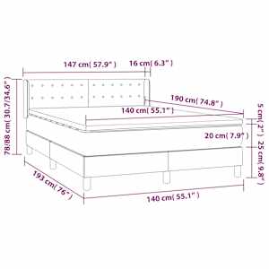 Box spring postel s matrací černá 140 x 190 cm textil - obrázek 7