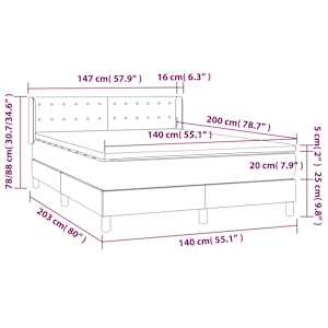 Box spring postel s matrací tmavě šedá 140x200 cm textil - obrázek 7