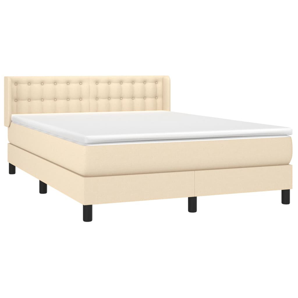 vidaXL Boxspring met matras stof crèmekleurig 140x200 cm afbeelding
