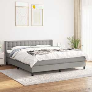 Box spring postel s matrací světle šedá 160 x 200 cm textil - obrázek 1