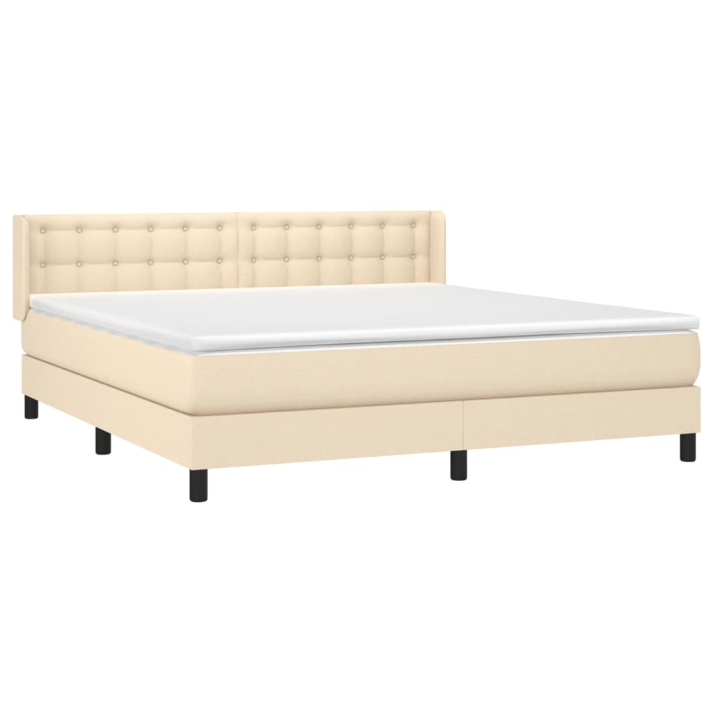 vidaXL Boxspring met matras stof crèmekleurig 160x200 cm afbeelding