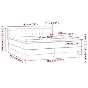 Box spring postel s matrací tmavě šedá 180x200 cm textil - obrázek 7