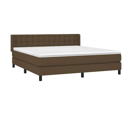 vidaXL Box spring postelja z vzmetnico temno rjava 180x200 cm blago
