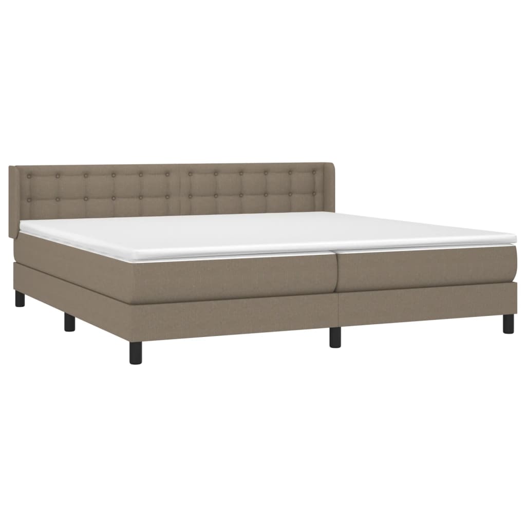 vidaXL Boxspring met matras stof taupe 200x200 cm afbeelding