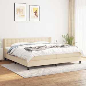 Box spring postel s matrací krémová 200x200 cm textil - obrázek 1