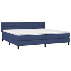 vidaXL Cama com molas/colch&atilde;o 200x200 cm tecido azul