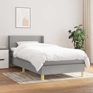 Box spring postel s matrací světle šedá 80 x 200 cm textil - obrázek 1