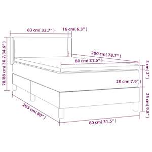 Box spring postel s matrací černá 80 x 200 cm textil - obrázek 7