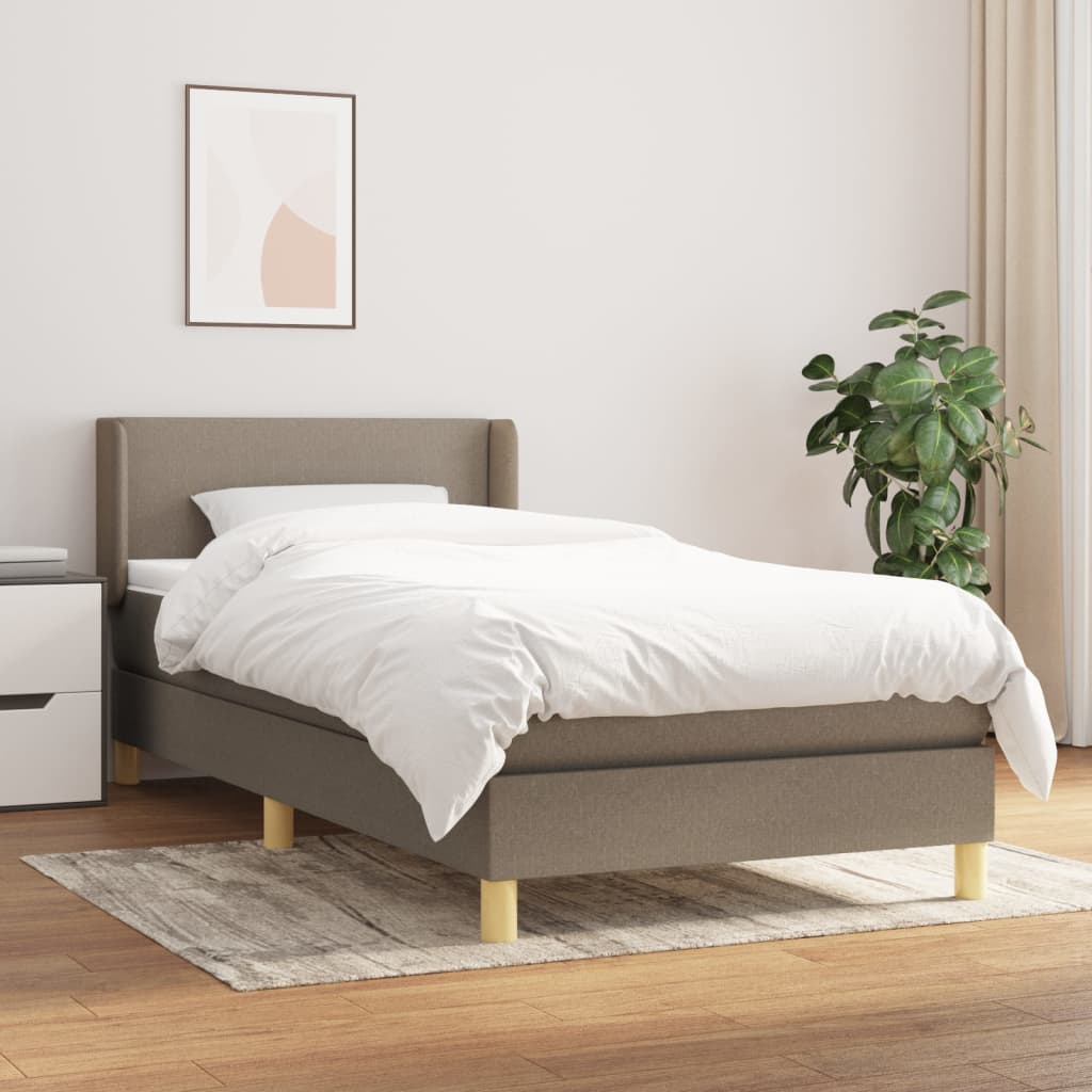 vidaXL Boxspringbett mit Matratze Taupe 80x200 cm Stoff