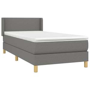 Box spring postel s matrací tmavě šedá 90x190 cm textil - obrázek 3