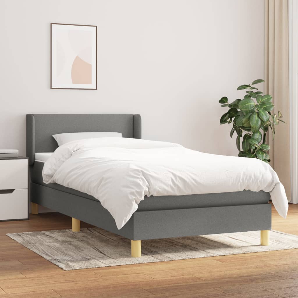 Boxspringbett mit Matratze Dunkelgrau 90×190 cm Stoff