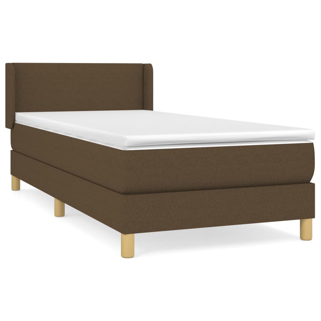 vidaXL Box spring postel s matrací tmavě hnědá 90x190 cm textil