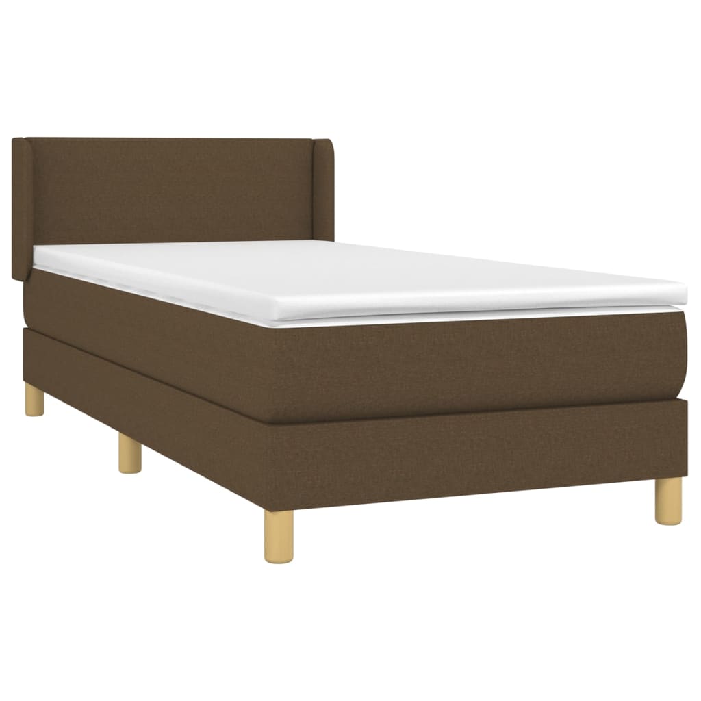 vidaXL Boxspring met matras stof donkerbruin 90x190 cm afbeelding