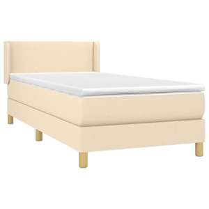 Box spring postel s matrací krémová 90x190 cm textil - obrázek 3