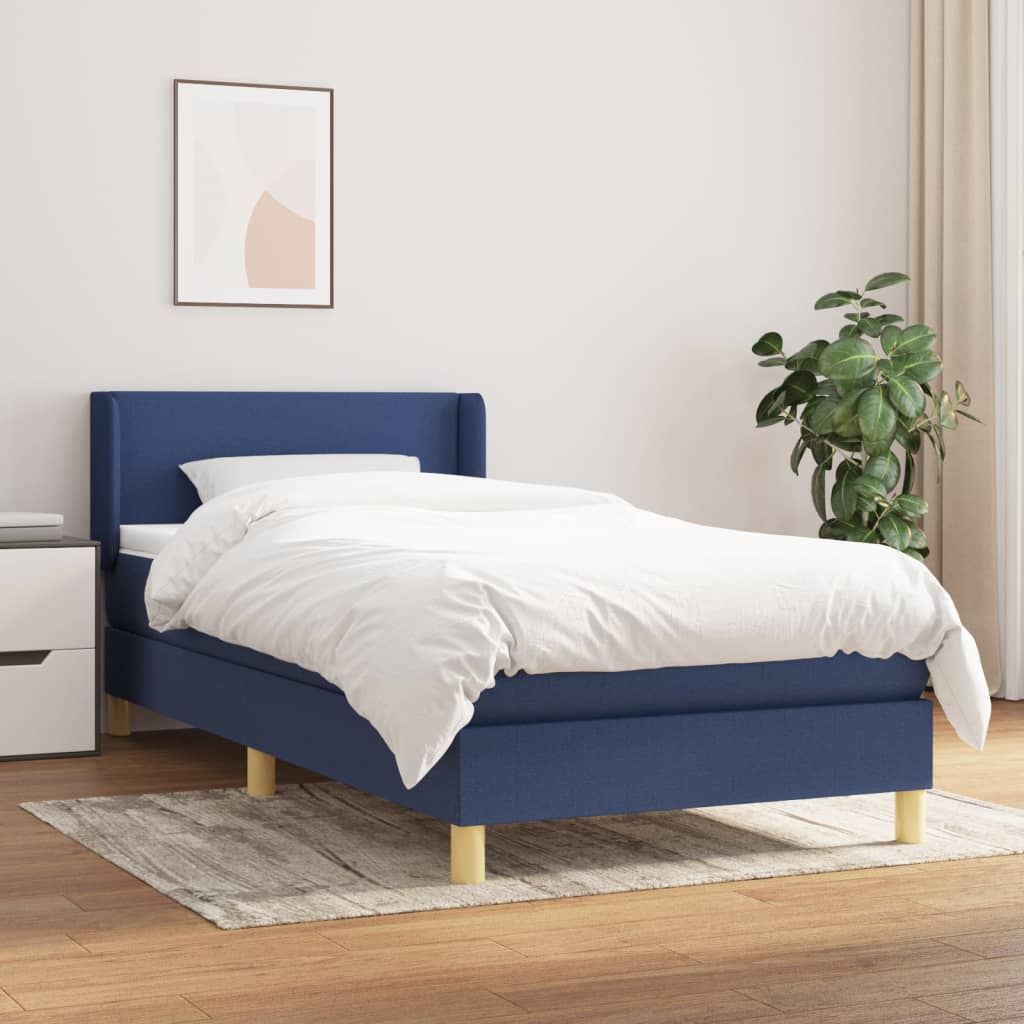 Lit à sommier tapissier avec matelas Bleu 90x200 cm Tissu