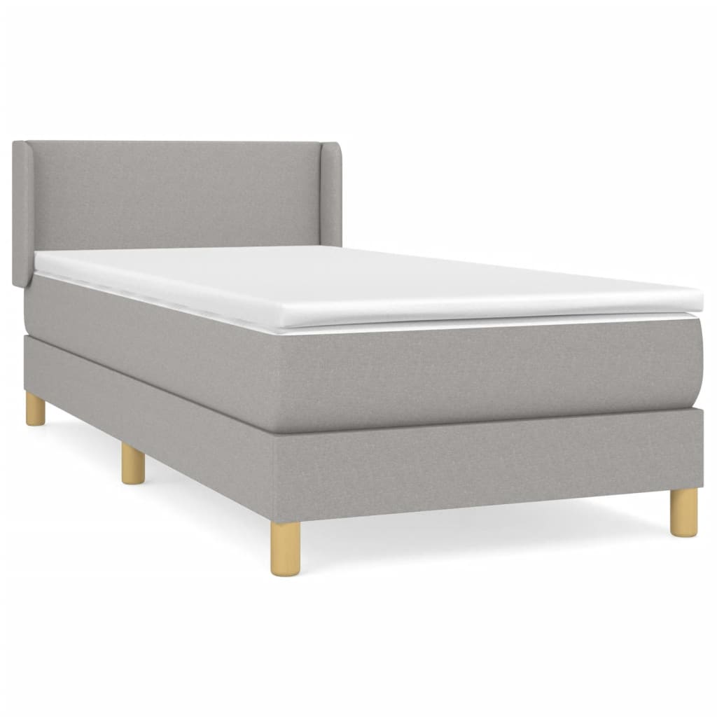 vidaXL Box spring postelja z vzmetnico svetlo siv 100x200 cm blago