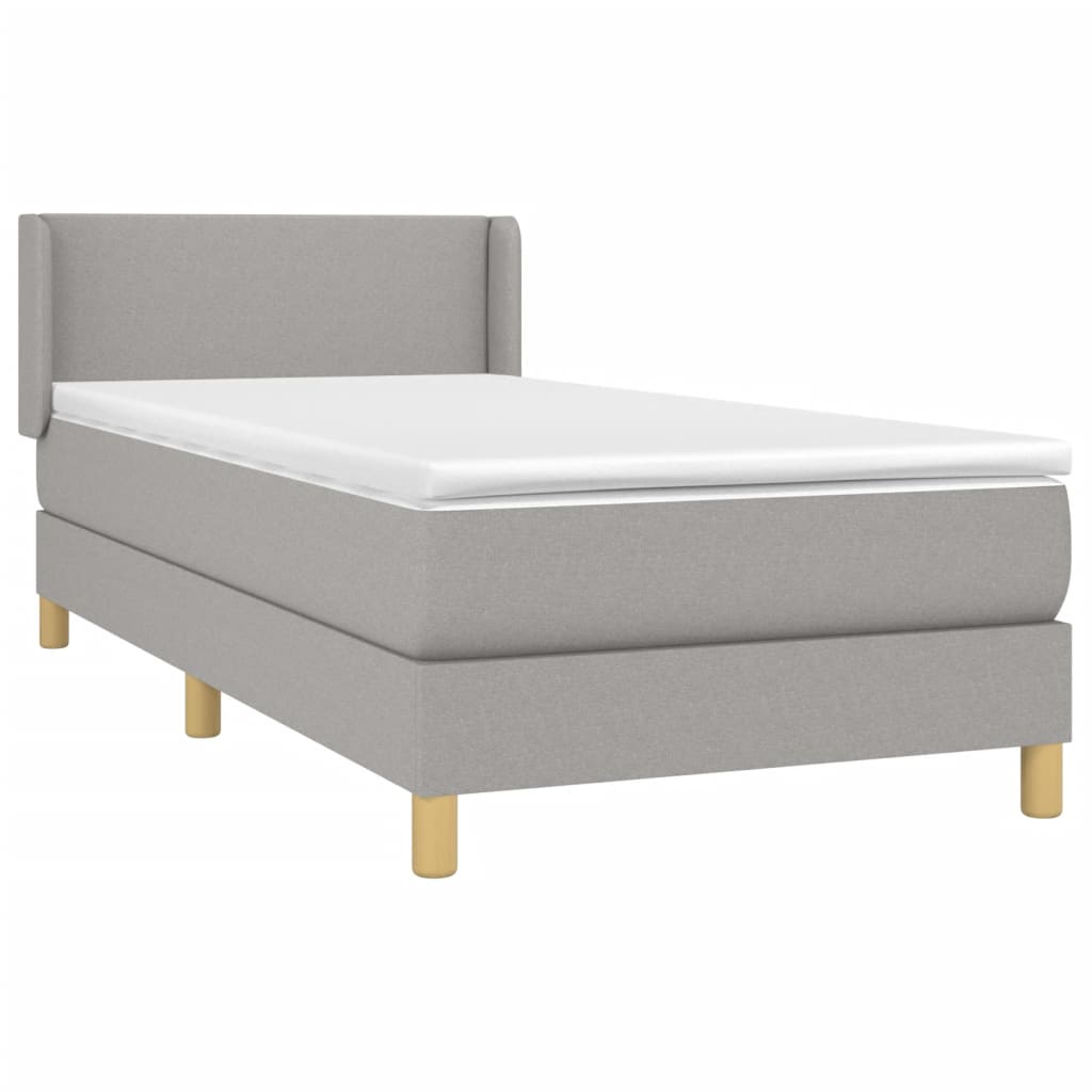 vidaXL Boxspring met matras stof lichtgrijs 100x200 cm afbeelding