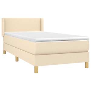 Box spring postel s matrací krémová 100 x 200 cm textil - obrázek 3