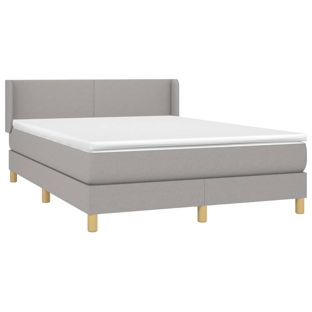 vidaXL Boxspring met matras stof lichtgrijs 140x190 cm afbeelding