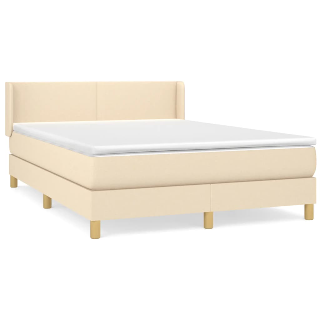 vidaXL Posteľný rám boxspring s matracom krémový 140x200 cm látka