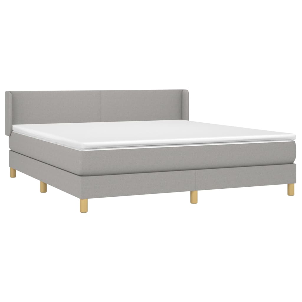 vidaXL Boxspring met matras stof lichtgrijs 160x200 cm afbeelding