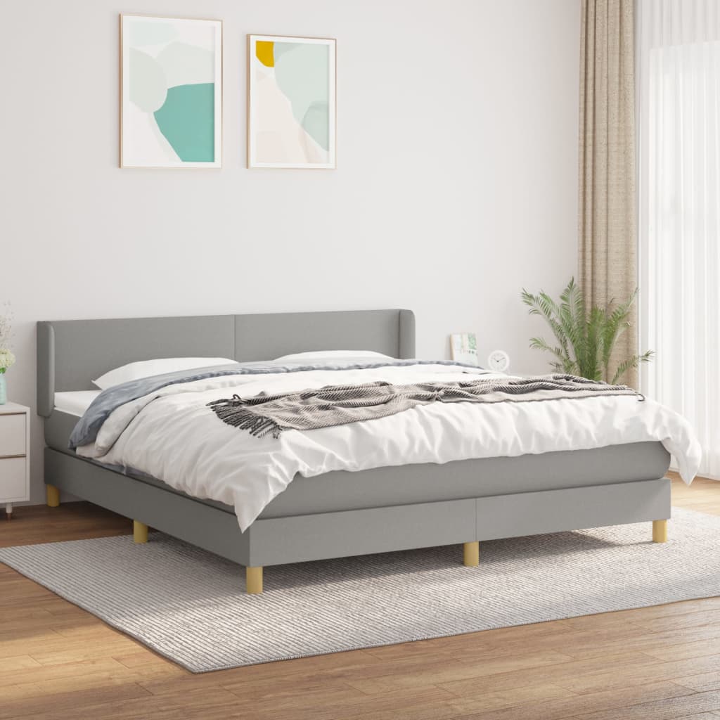 vidaXL Lit à sommier tapissier avec matelas Gris clair 160x200cm Tissu