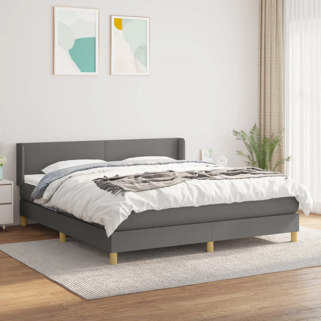 Boxspringbett mit Matratze Dunkelgrau 180×200 cm Stoff