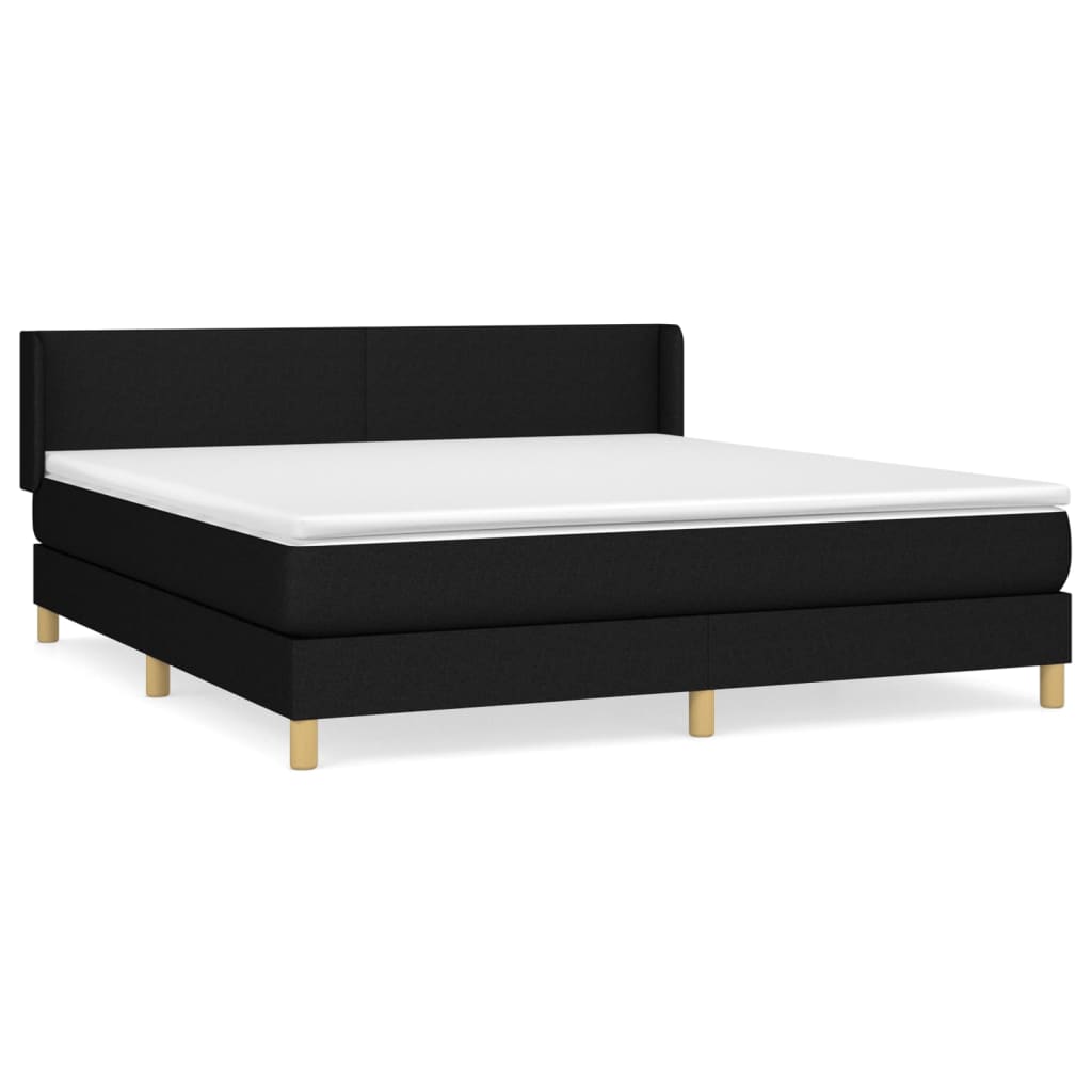 vidaXL Boxspring met matras stof zwart 180x200 cm