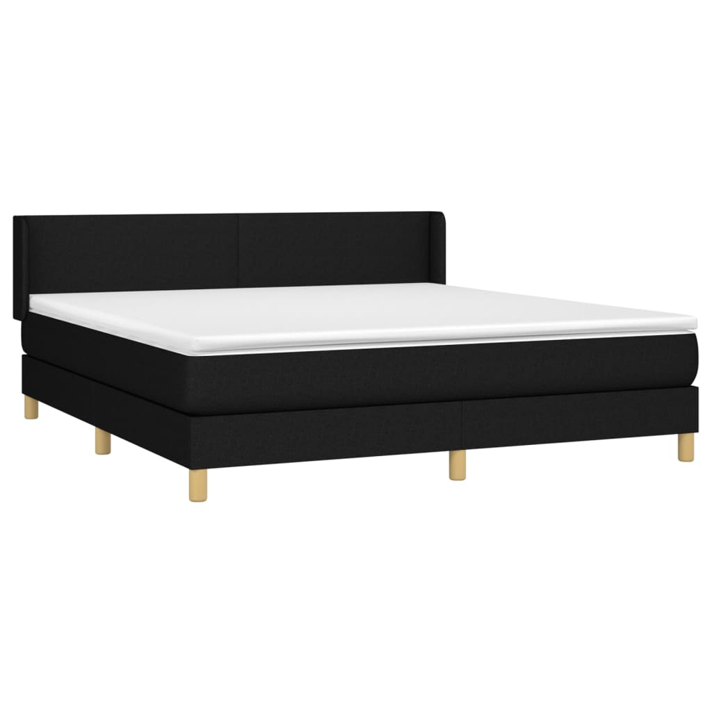 vidaXL Boxspring met matras stof zwart 180x200 cm afbeelding