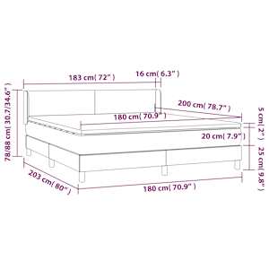 Box spring postel s matrací tmavě hnědá 180x200 cm textil - obrázek 7