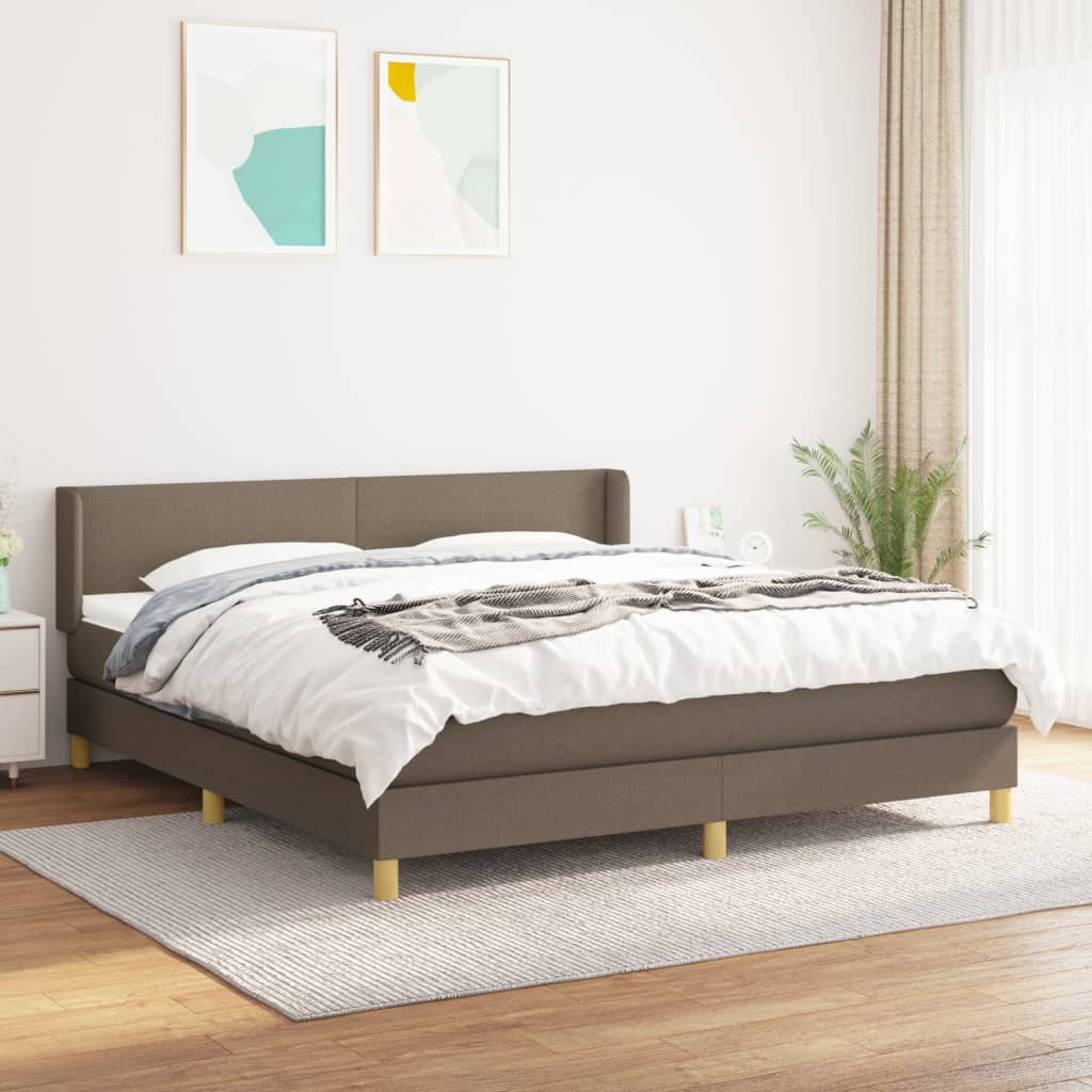 Lit à sommier tapissier avec matelas Taupe 180x200 cm Tissu