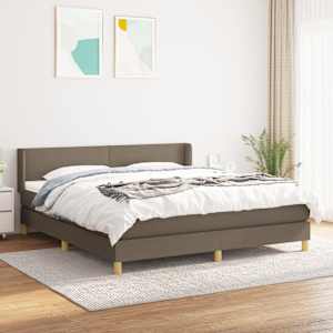 Box spring postelja z vzmetnico taupe 180x200 cm blago