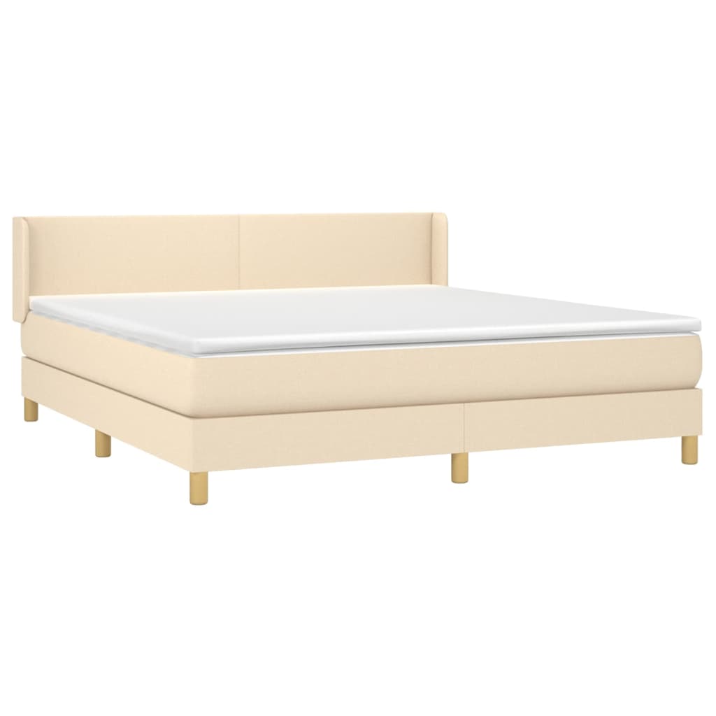 vidaXL Boxspring met matras stof crèmekleurig 180x200 cm afbeelding