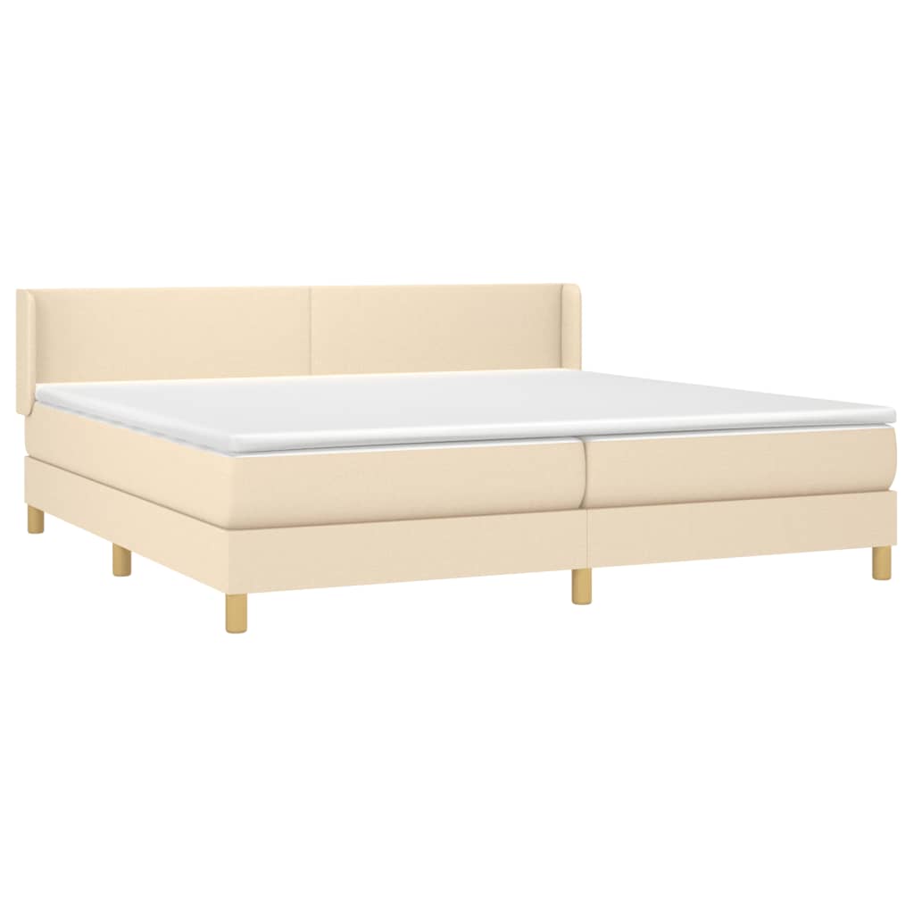 vidaXL Boxspring met matras stof crèmekleurig 200x200 cm afbeelding